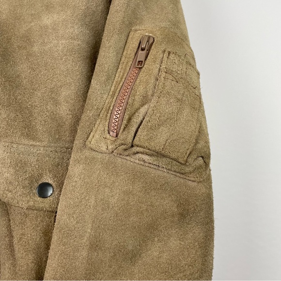Vintage 70s Style Sherpa Lined Suede Bomber Jacket - Picture 3 of 10